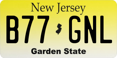 NJ license plate B77GNL