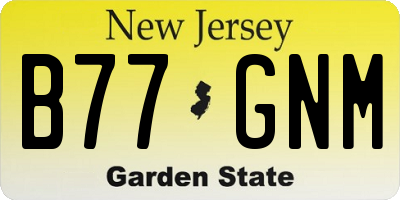 NJ license plate B77GNM