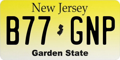 NJ license plate B77GNP