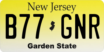 NJ license plate B77GNR