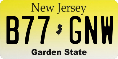 NJ license plate B77GNW