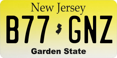 NJ license plate B77GNZ
