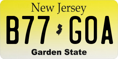 NJ license plate B77GOA