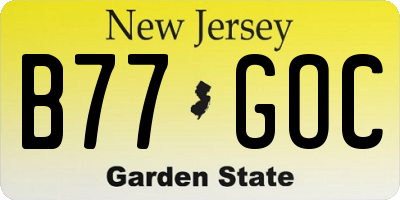 NJ license plate B77GOC