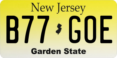 NJ license plate B77GOE