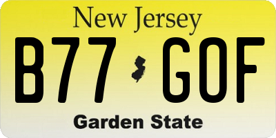 NJ license plate B77GOF