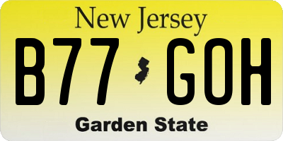 NJ license plate B77GOH