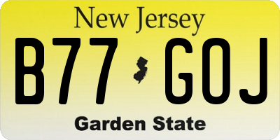 NJ license plate B77GOJ