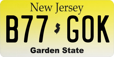 NJ license plate B77GOK