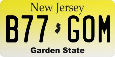 NJ license plate B77GOM