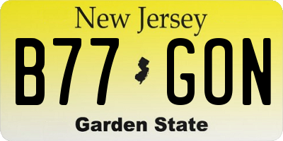 NJ license plate B77GON