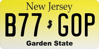 NJ license plate B77GOP