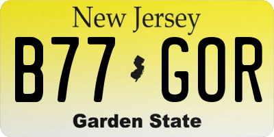 NJ license plate B77GOR