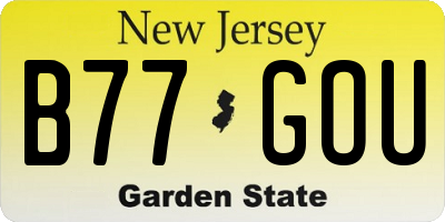 NJ license plate B77GOU