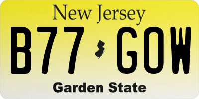 NJ license plate B77GOW
