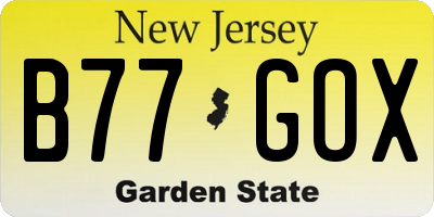 NJ license plate B77GOX