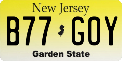NJ license plate B77GOY