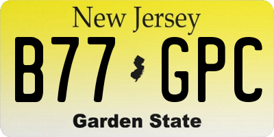 NJ license plate B77GPC