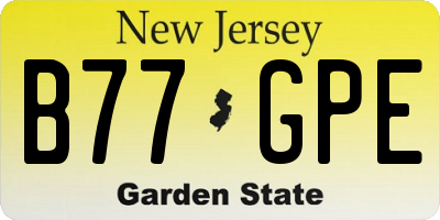 NJ license plate B77GPE