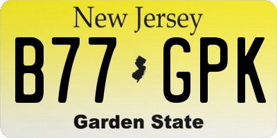 NJ license plate B77GPK
