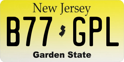 NJ license plate B77GPL