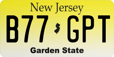 NJ license plate B77GPT