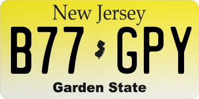 NJ license plate B77GPY