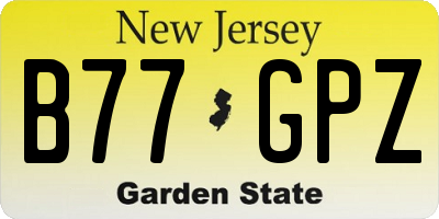 NJ license plate B77GPZ