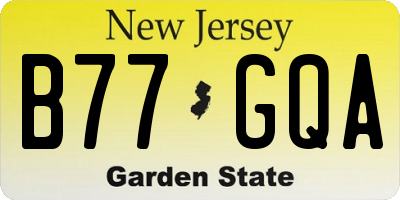 NJ license plate B77GQA