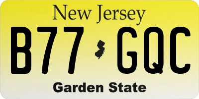 NJ license plate B77GQC