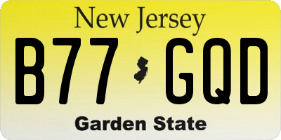 NJ license plate B77GQD