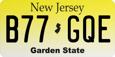 NJ license plate B77GQE