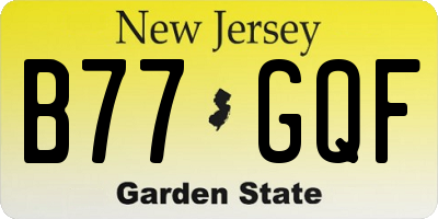 NJ license plate B77GQF