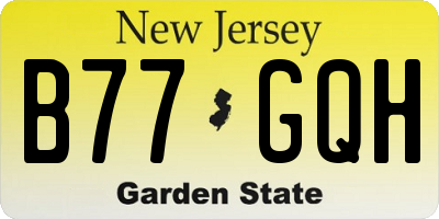 NJ license plate B77GQH