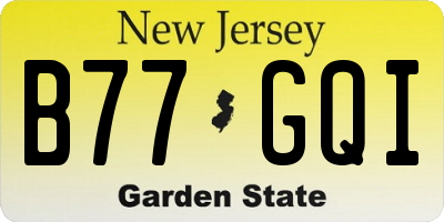 NJ license plate B77GQI