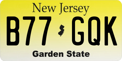 NJ license plate B77GQK