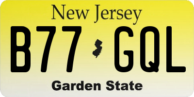 NJ license plate B77GQL