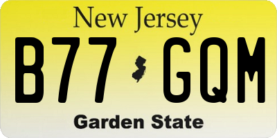 NJ license plate B77GQM