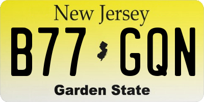 NJ license plate B77GQN