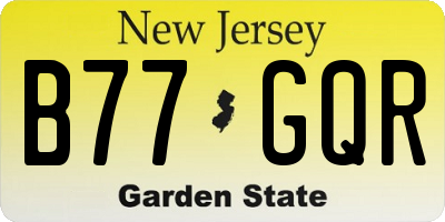 NJ license plate B77GQR