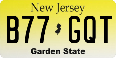 NJ license plate B77GQT