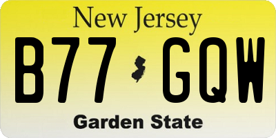 NJ license plate B77GQW