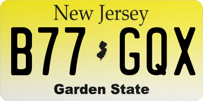 NJ license plate B77GQX