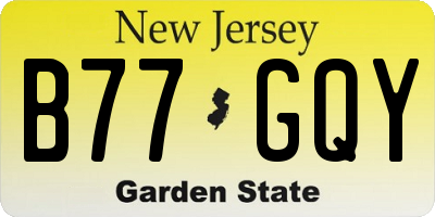 NJ license plate B77GQY