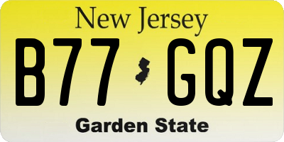NJ license plate B77GQZ