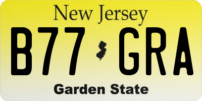 NJ license plate B77GRA