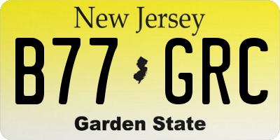NJ license plate B77GRC
