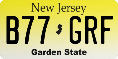 NJ license plate B77GRF