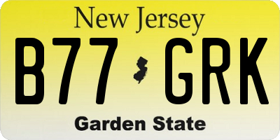 NJ license plate B77GRK