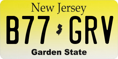 NJ license plate B77GRV